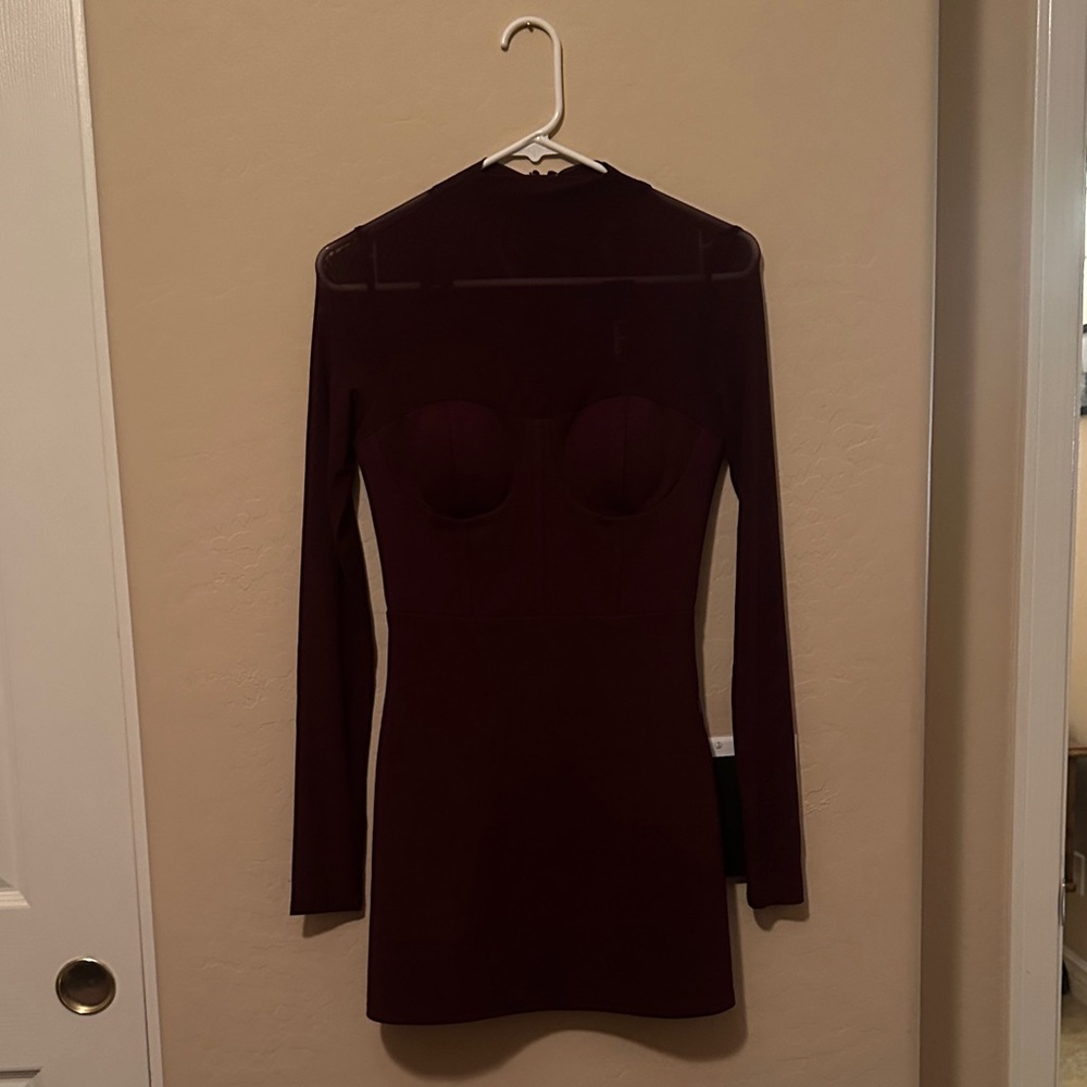 Lulu's Deep Wine Long Sleeve Dress